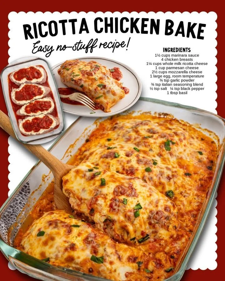 Delicious ricotta chicken dish prepared in 15 minutes, garnished for visual appeal.
