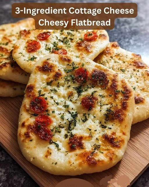 3-Ingredient cottage cheese cheesy flatbread fresh out of the oven.