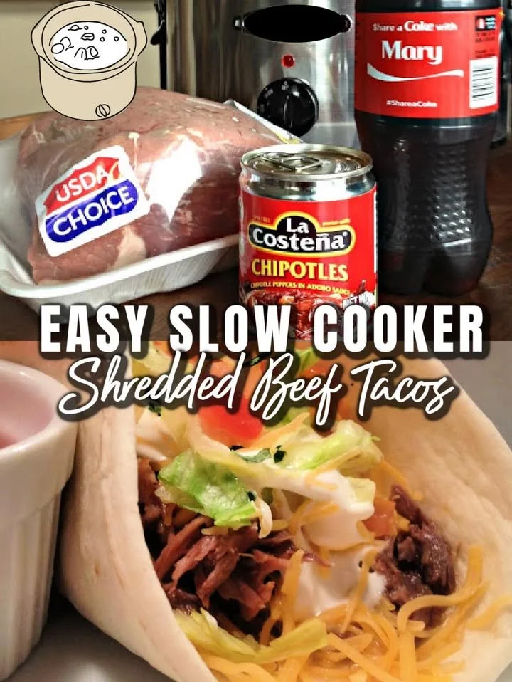 Delicious 3-ingredient crock pot shredded beef tacos on a plate