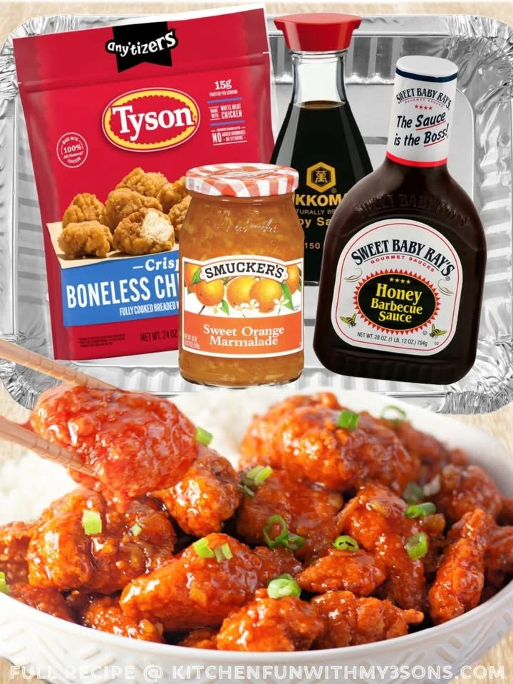 Delicious homemade 4-ingredient orange chicken dish served on a plate