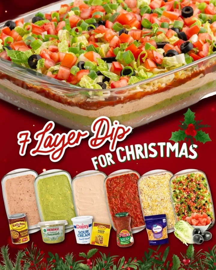 Delicious 7 Layer Dip featuring colorful layers of ingredients
