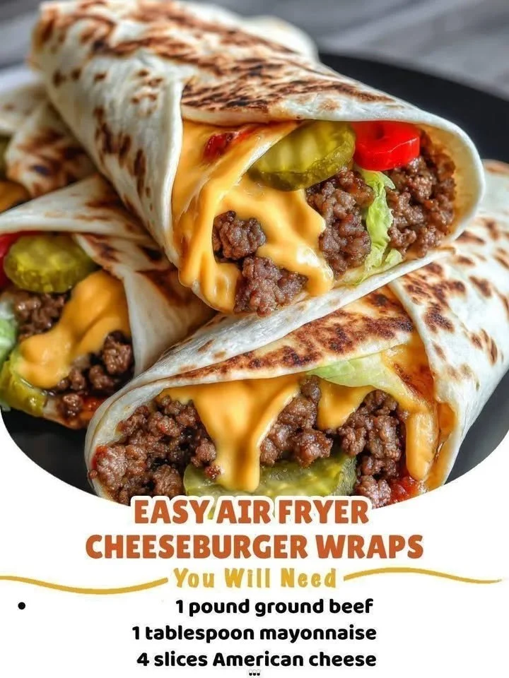 Delicious Air Fryer Cheeseburger Wraps ready to enjoy.