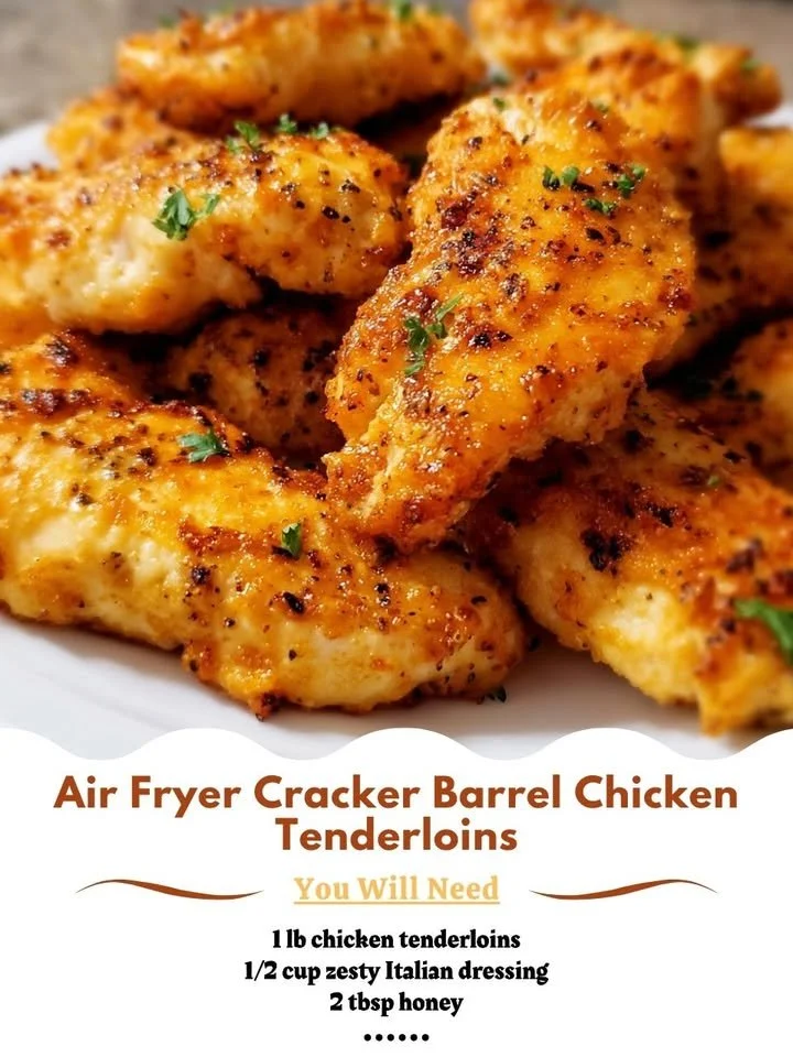 Air Fryer Cracker Barrel Chicken Tenderloins served with sides