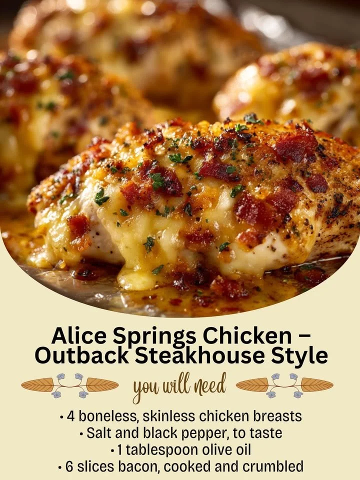 Delicious Alice Springs Chicken served with sides and garnished, Outback Steakhouse style