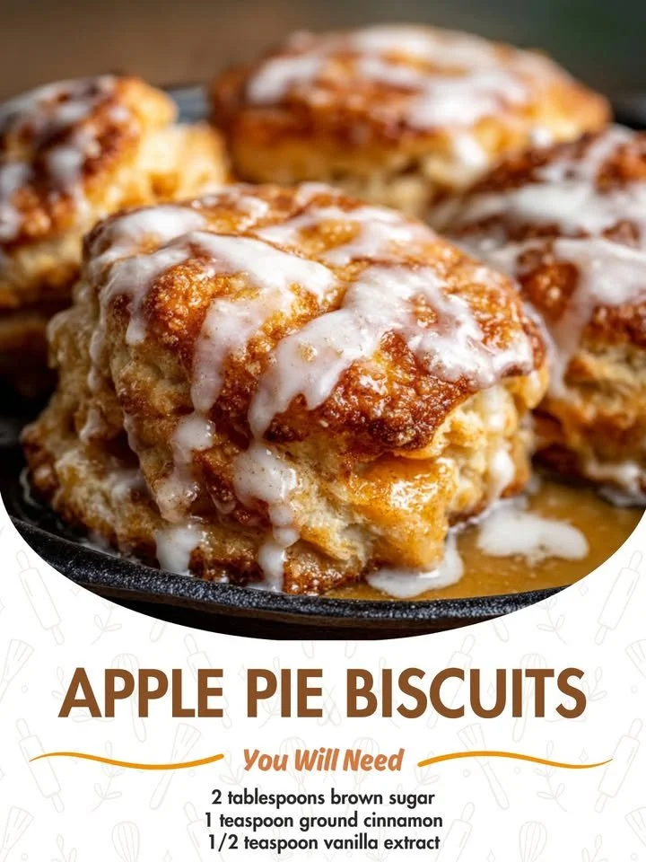 Delicious apple pie biscuits topped with cinnamon and sugar.