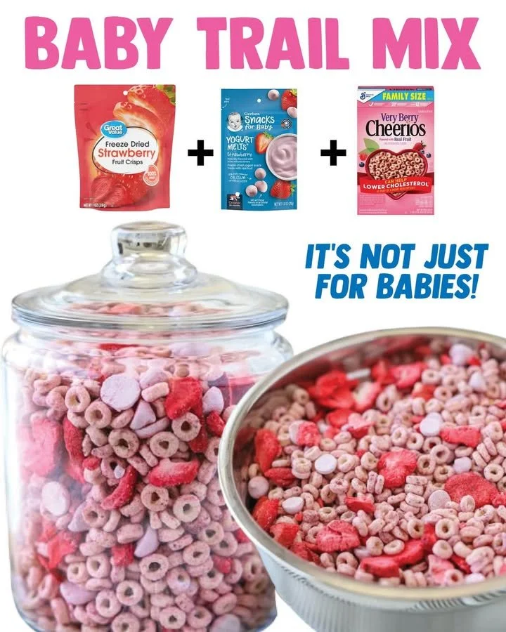 Healthy baby trail mix with nuts and dried fruits for toddlers