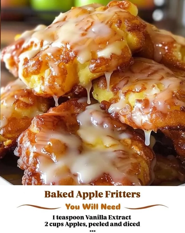 Delicious baked apple fritters with a golden-brown crust and apple filling