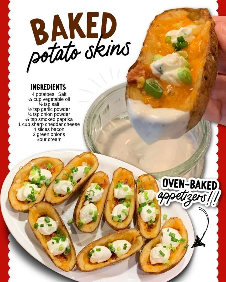 Crispy baked potato skins topped with cheese and green onions
