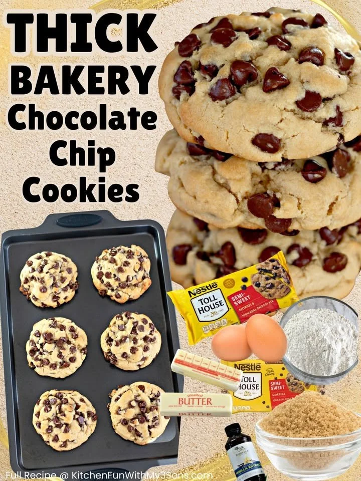 Delicious thick chocolate chip cookies on a cooling rack