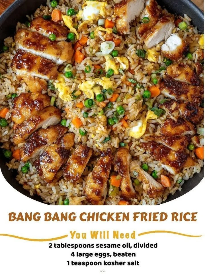 Delicious Bang Bang Chicken Fried Rice served in a bowl
