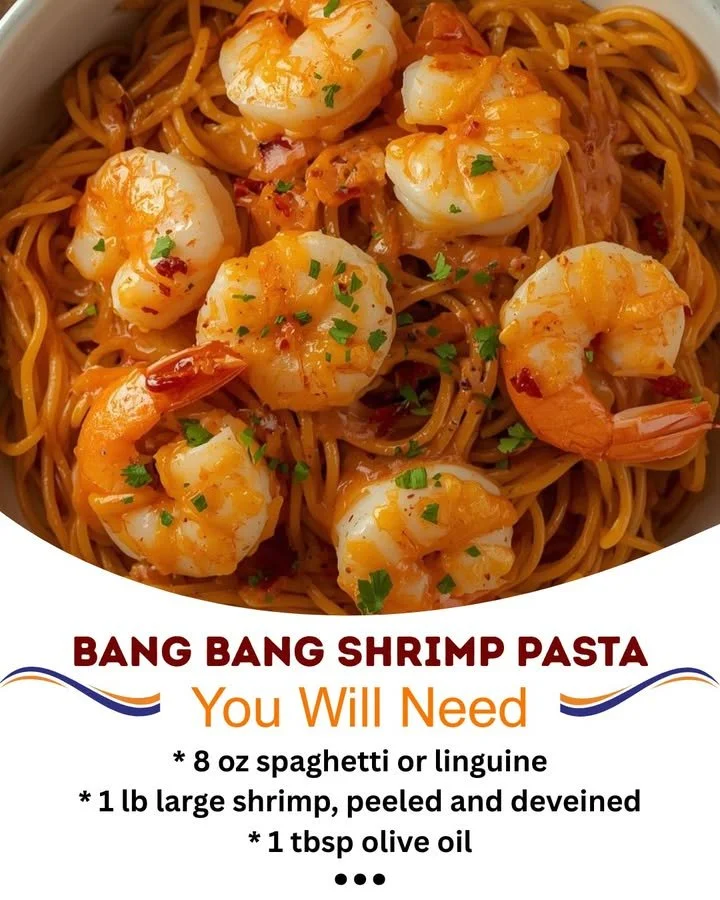 Delicious Bang Bang Shrimp Pasta garnished with herbs and spices
