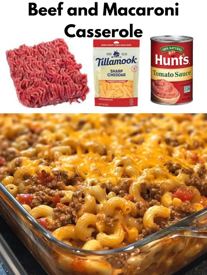 Delicious Beef Macaroni Casserole fresh out of the oven