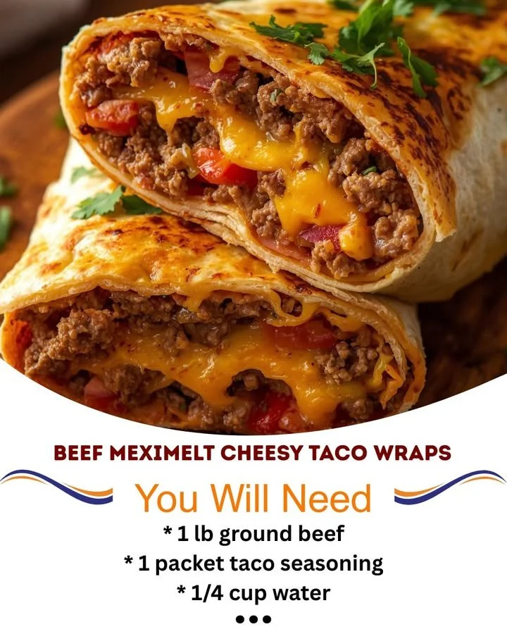 Cheesy Beef Meximelt Taco Wrap with fresh ingredients and toppings