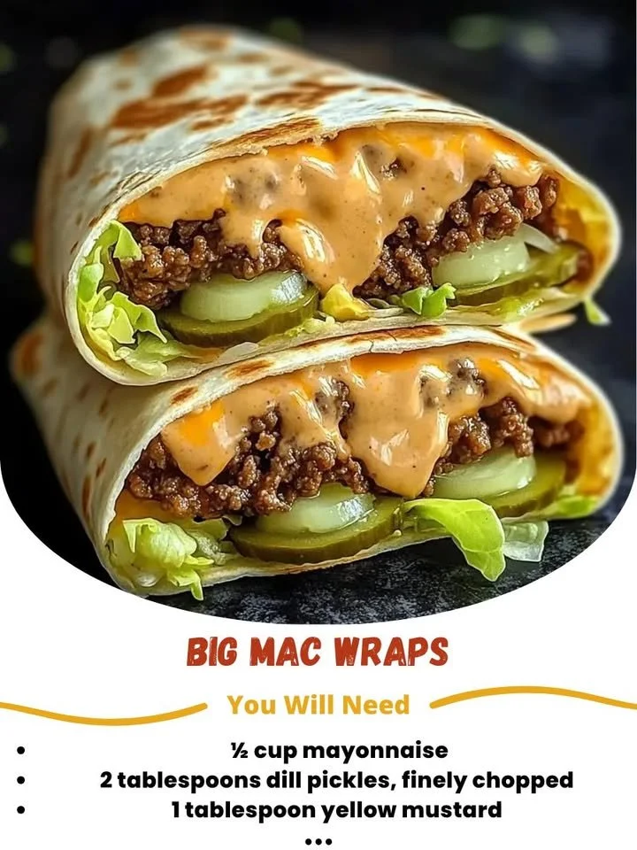 Big Mac Wraps featuring layers of beef, cheese, lettuce, and special sauce wrapped in a tortilla.