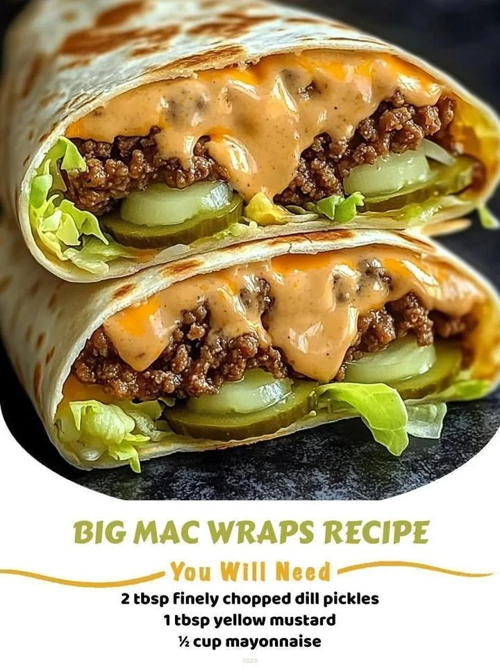 Delicious Big Mac Wraps with lettuce, cheese, and special sauce.