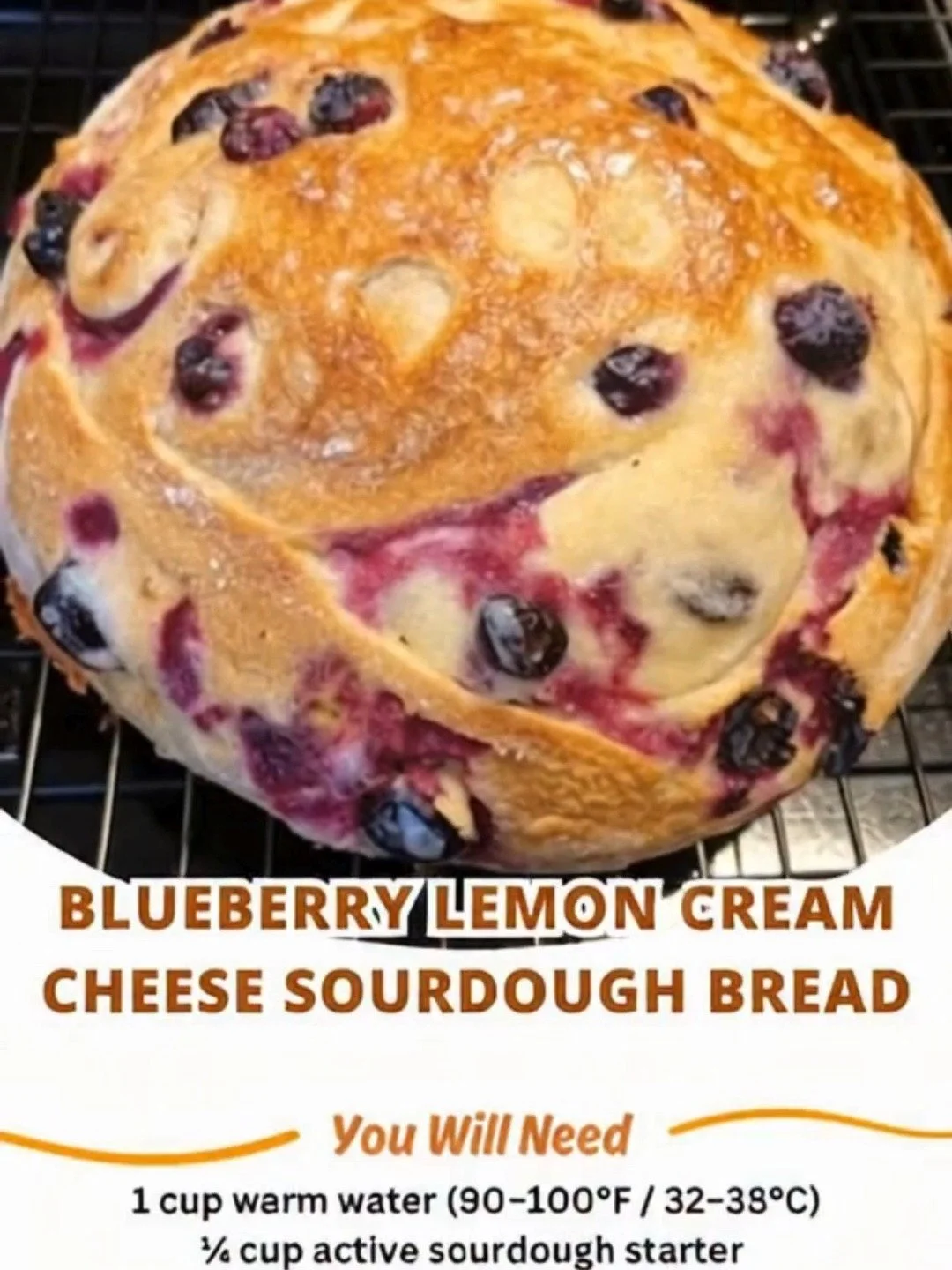 Blueberry Lemon Cream Cheese Sourdough Bread with fresh blueberries and lemon zest