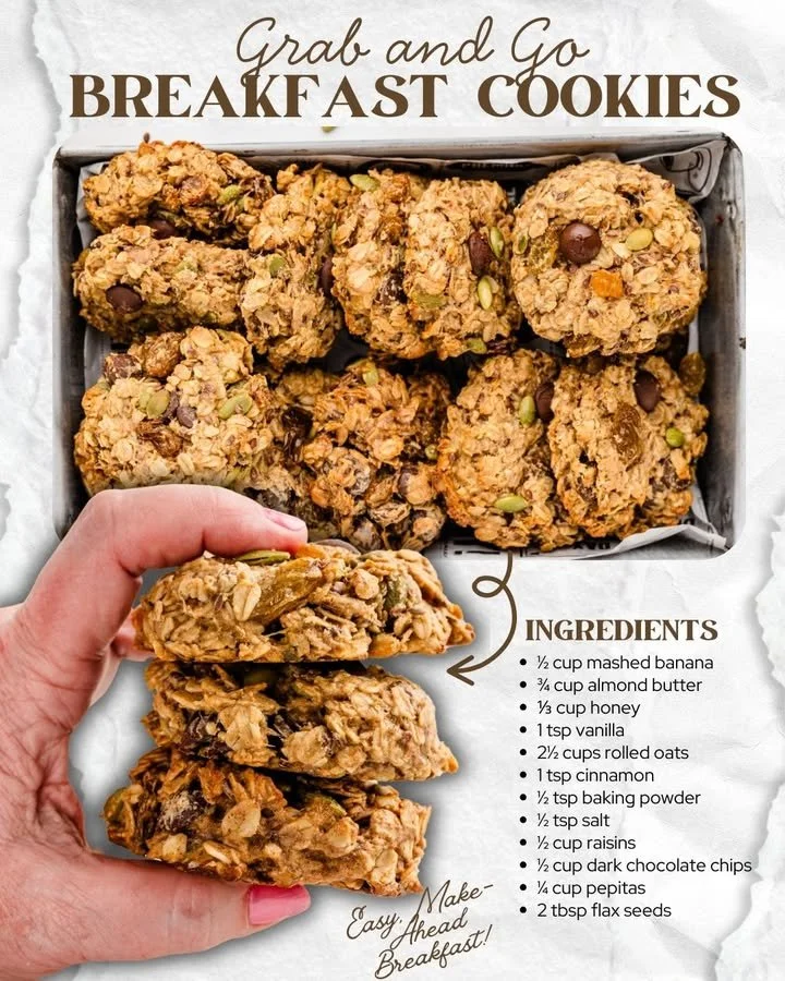 Healthy homemade breakfast cookies with oats and fruits