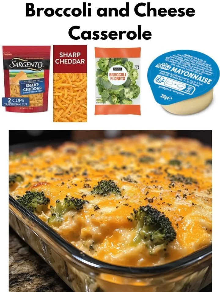 Delicious broccoli cheese casserole ready to serve with a golden topping.