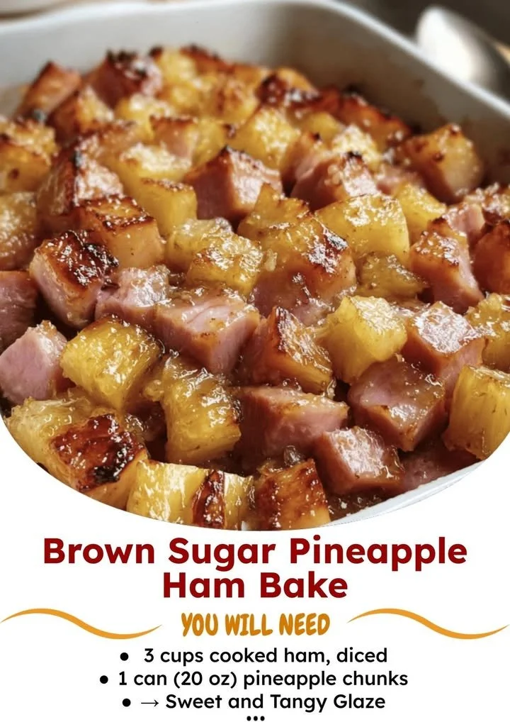 Delicious Brown Sugar Pineapple Ham Bake served on a festive table