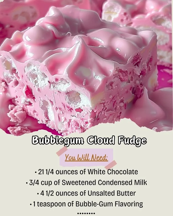 Delicious Bubblegum Cloud Fudge with colorful toppings and fluffy texture