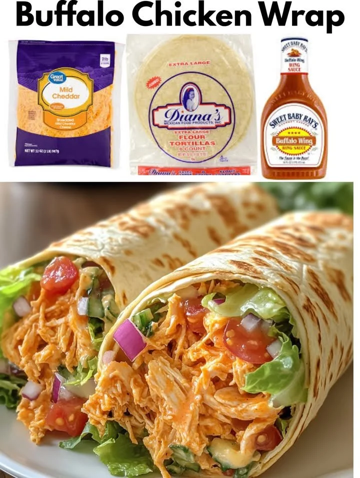 Delicious Buffalo Chicken Wrap filled with spicy chicken and fresh vegetables