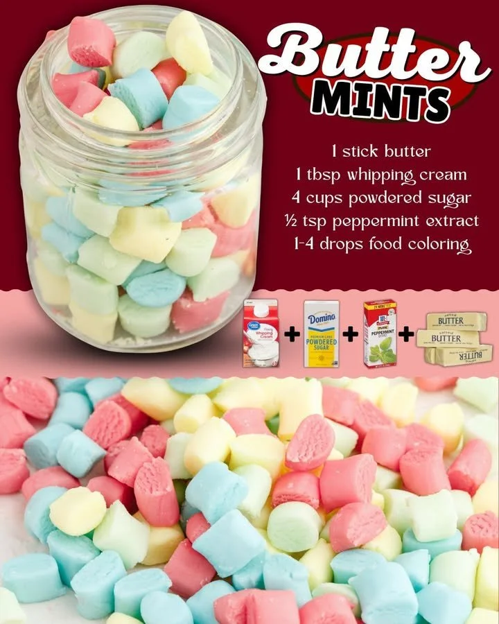 Assorted butter mints served in a decorative bowl