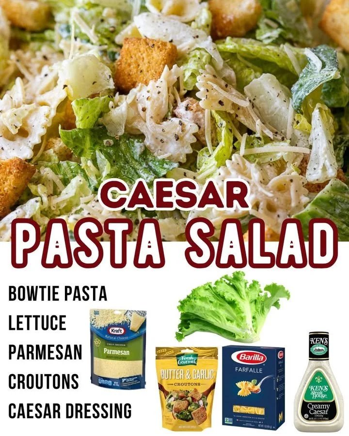 Delicious Caesar Pasta Salad with creamy dressing and fresh ingredients