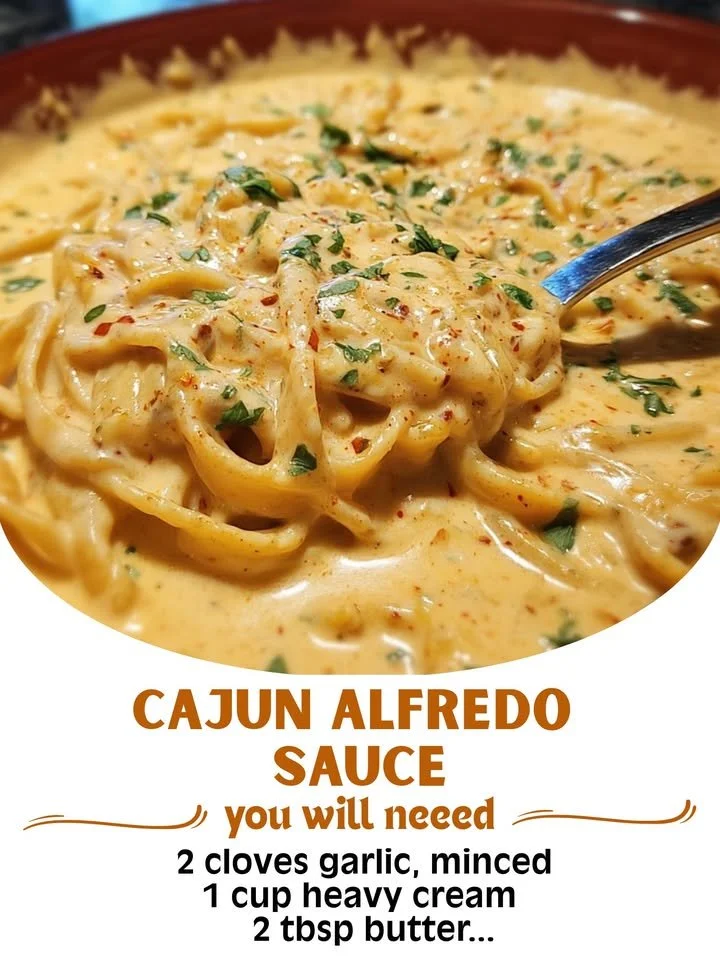 Delicious Cajun Alfredo sauce served over pasta in a bowl