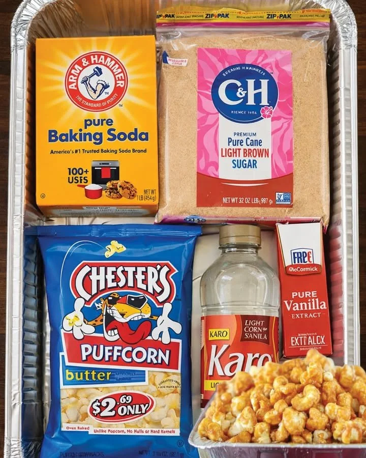 Delicious bowl of caramel puff corn snack