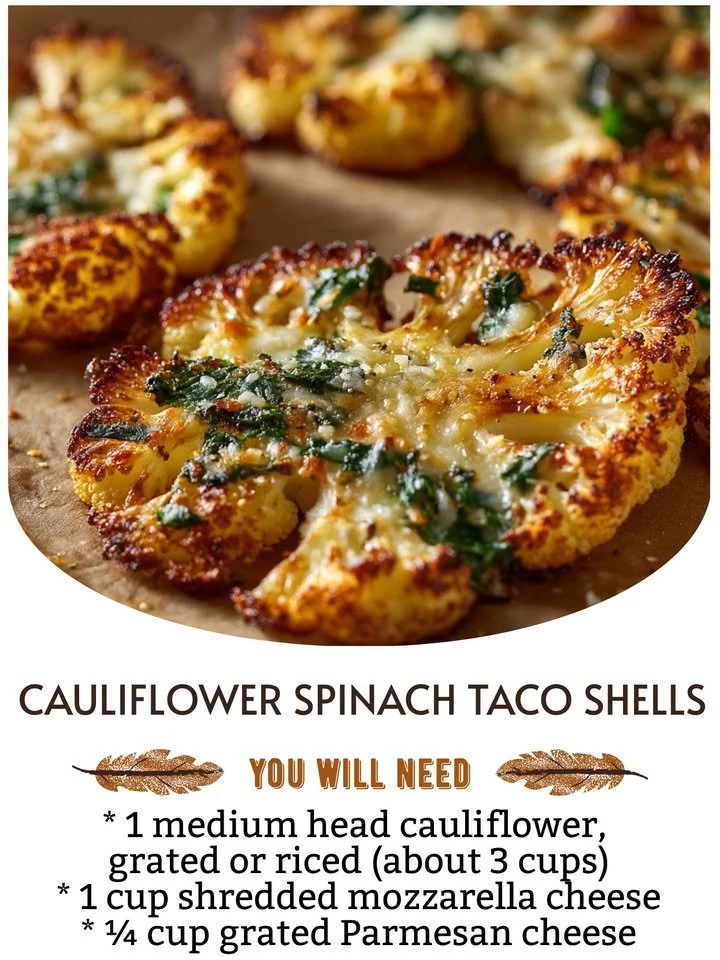 Delicious Cauliflower Spinach Taco Shells perfect for healthy meals
