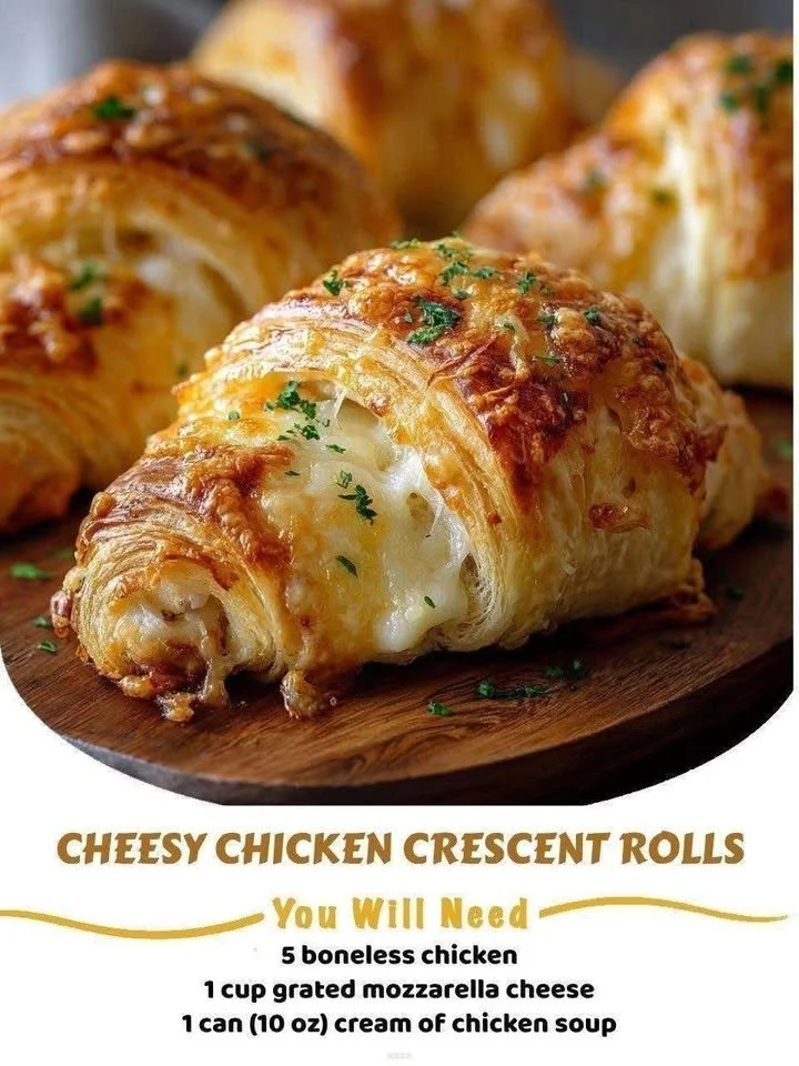 Cheesy chicken crescent rolls baked to perfection.