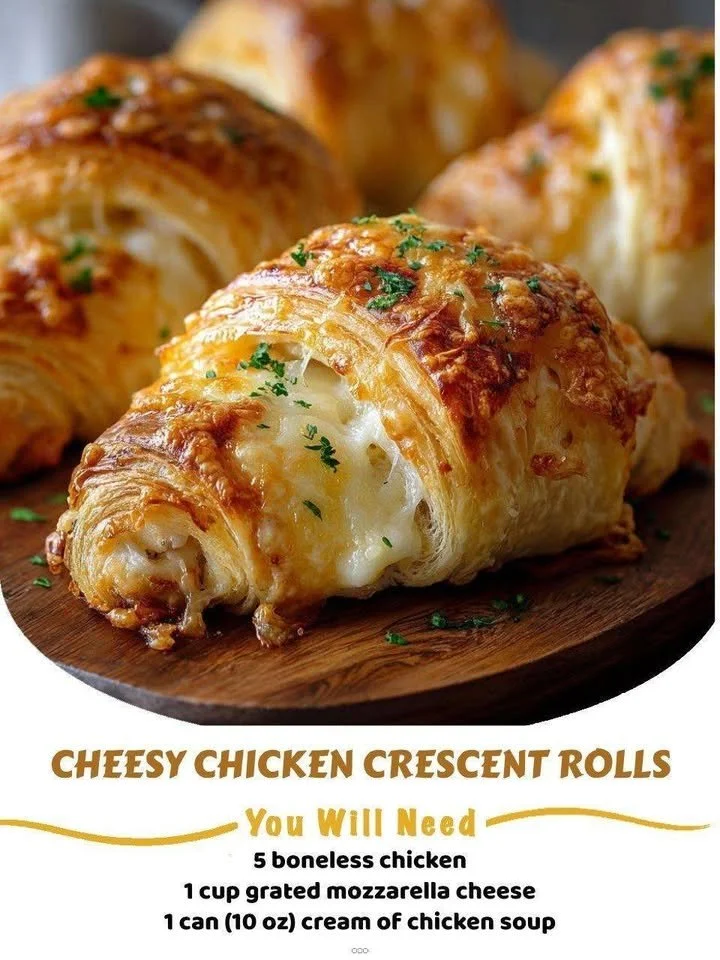 Cheesy chicken crescent rolls baked to golden perfection