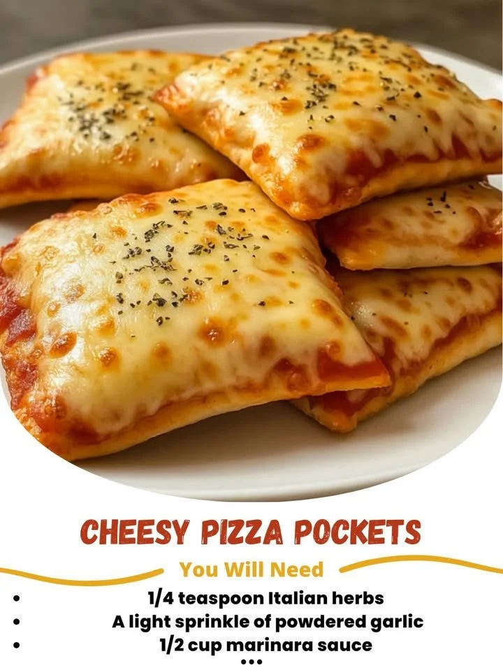 Cheesy pizza pockets filled with melted cheese and pepperoni