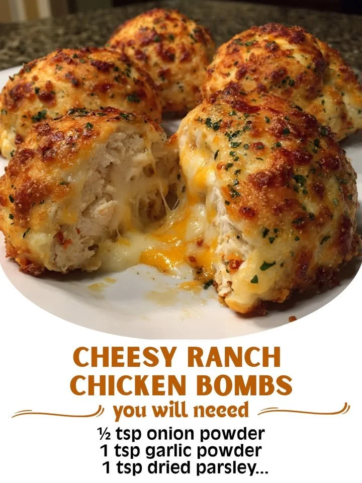 Cheesy Ranch Chicken Bombs served on a plate