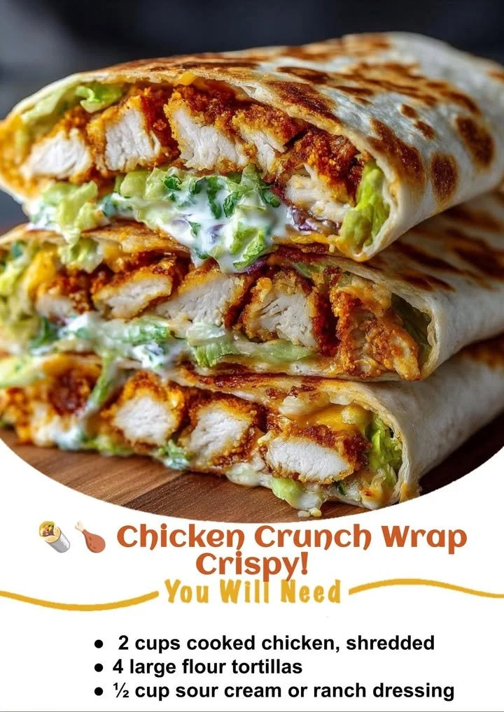Delicious Chicken Crunch Wrap with grilled chicken and fresh veggies