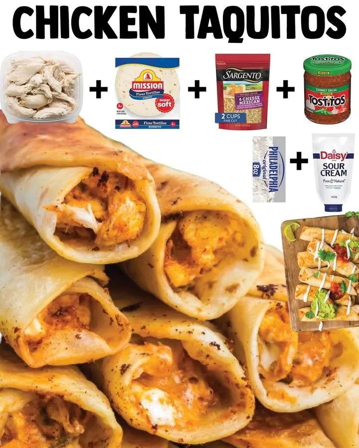 Plate of crispy Chicken Taquitos served with dipping sauce