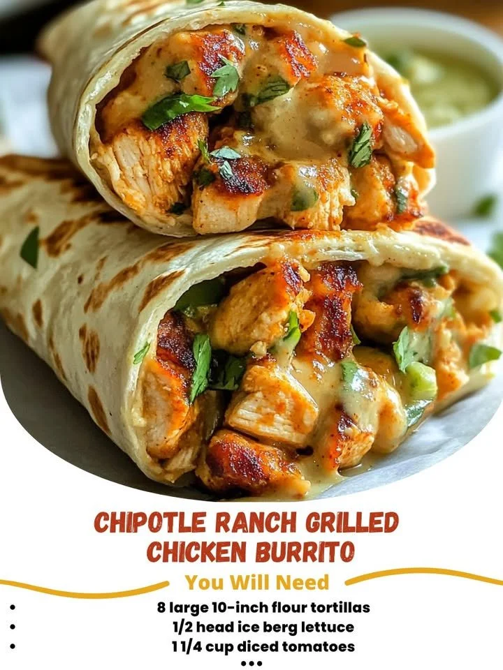 Chipotle Ranch Grilled Chicken Burritos with vibrant toppings and flavors