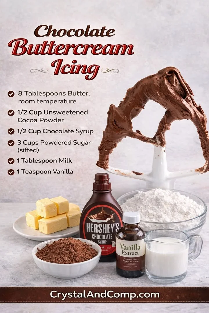 Delicious chocolate buttercream icing on a decadent cupcake