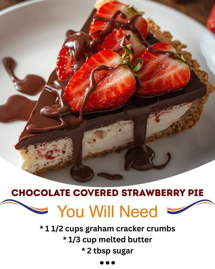 Decadent chocolate covered strawberry pie with fresh strawberries and chocolate glaze