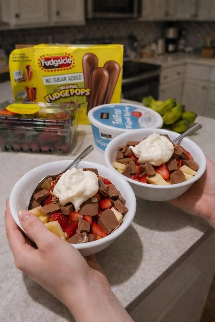 Delicious chocolate fruit dessert bowl with assorted fresh fruits