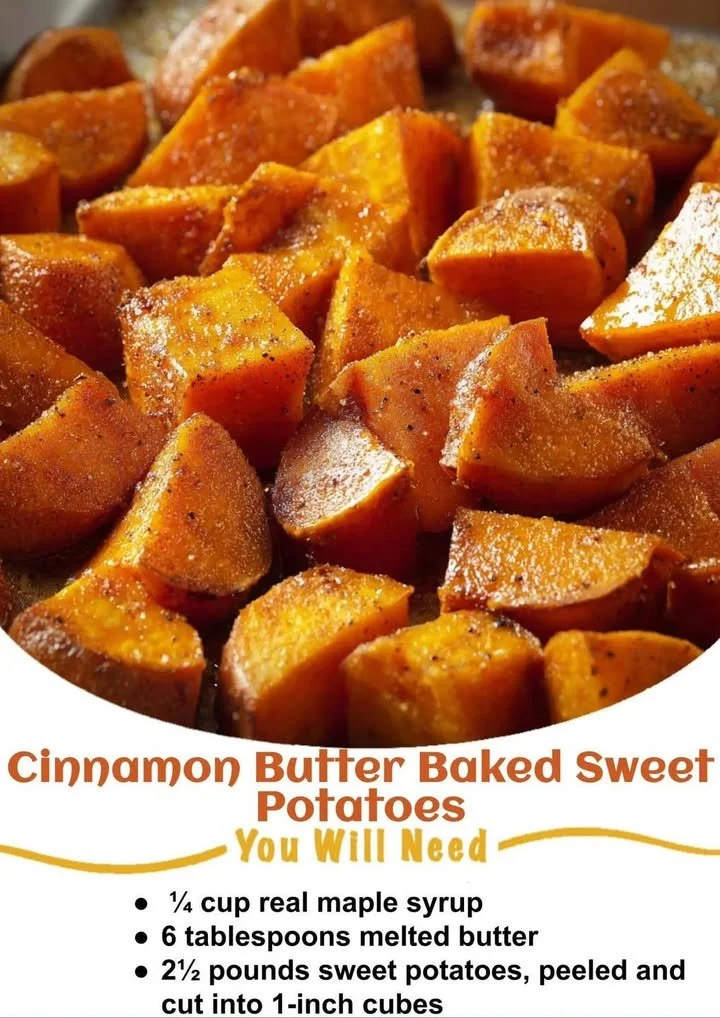 Delicious Cinnamon Butter Baked Sweet Potatoes on a serving plate