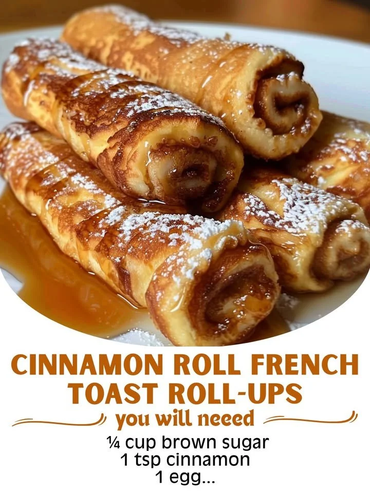 Cinnamon Roll French Toast Roll-Ups served on a plate with syrup and berries.