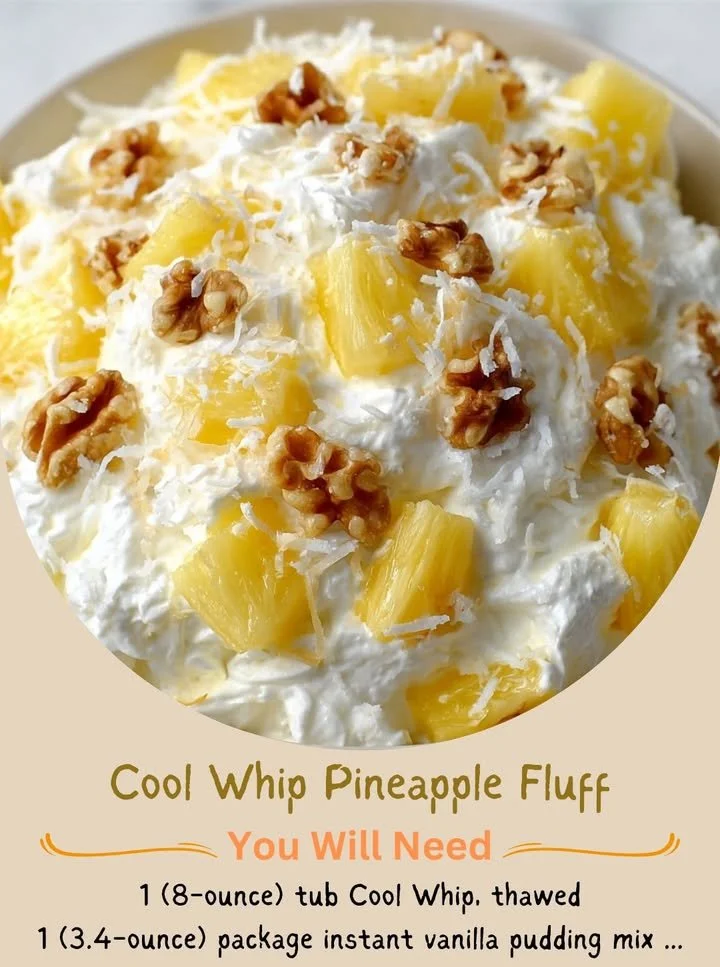Delicious Cool Whip Pineapple Fluff dessert served in a bowl