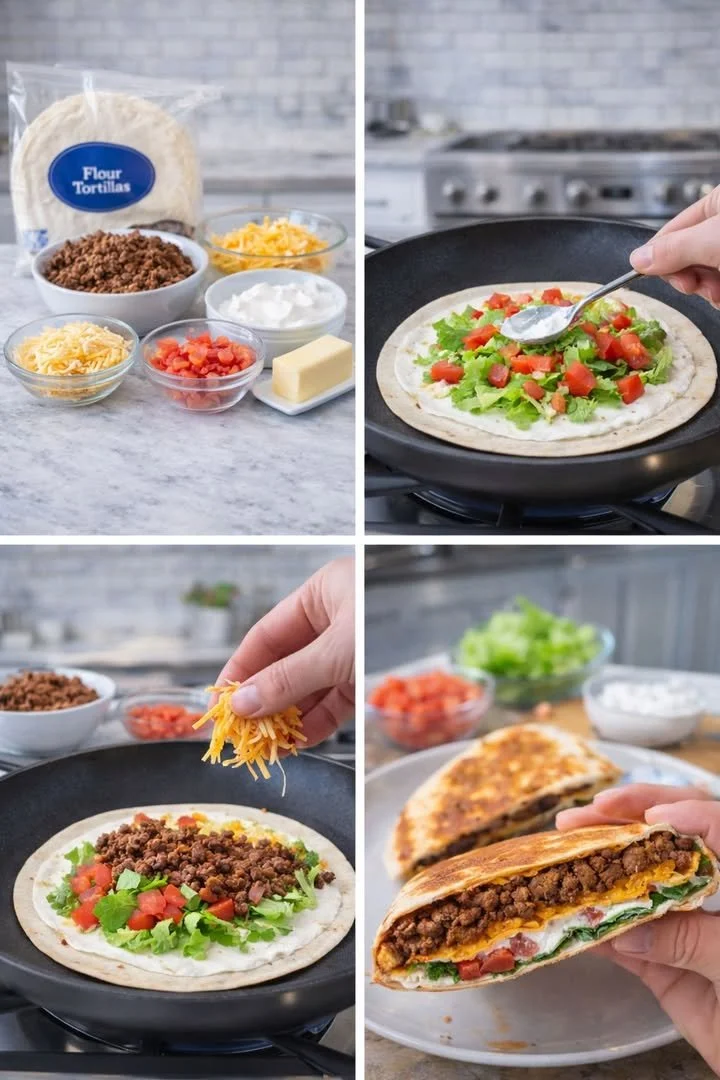 Delicious homemade Copycat Taco Bell Crunchwraps served on a plate.