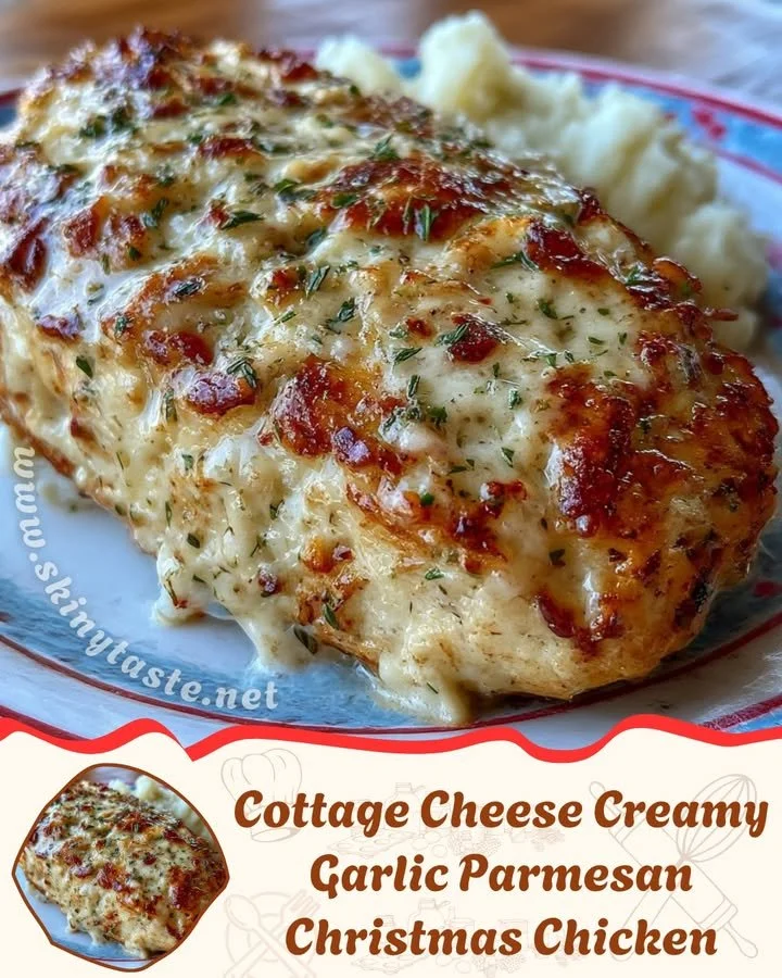 Creamy Garlic Parmesan Christmas Chicken with cottage cheese