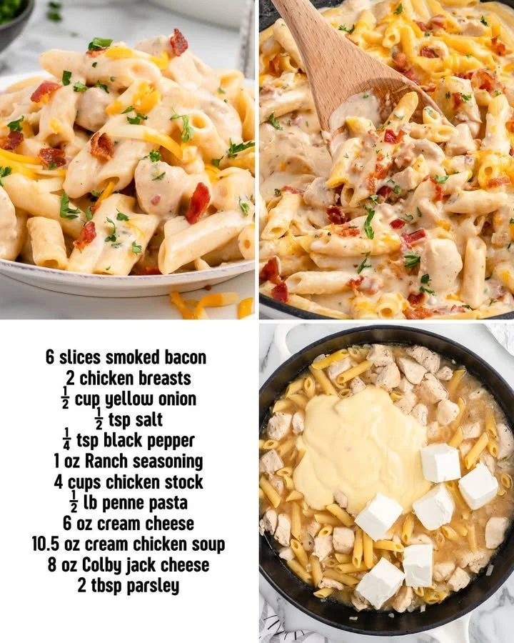Creamy Crack Chicken Penne served in a bowl with fork
