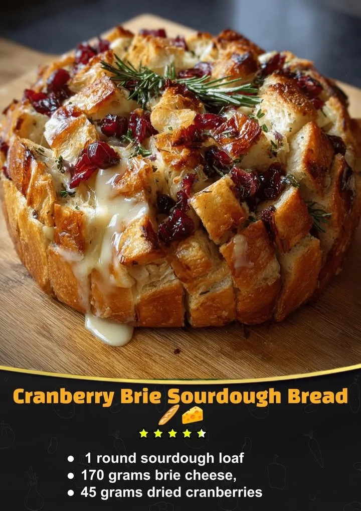 Cranberry Brie Sourdough bread with cranberries and creamy brie cheese