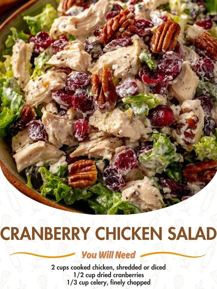 Delicious bowl of Cranberry Chicken Salad with vibrant ingredients