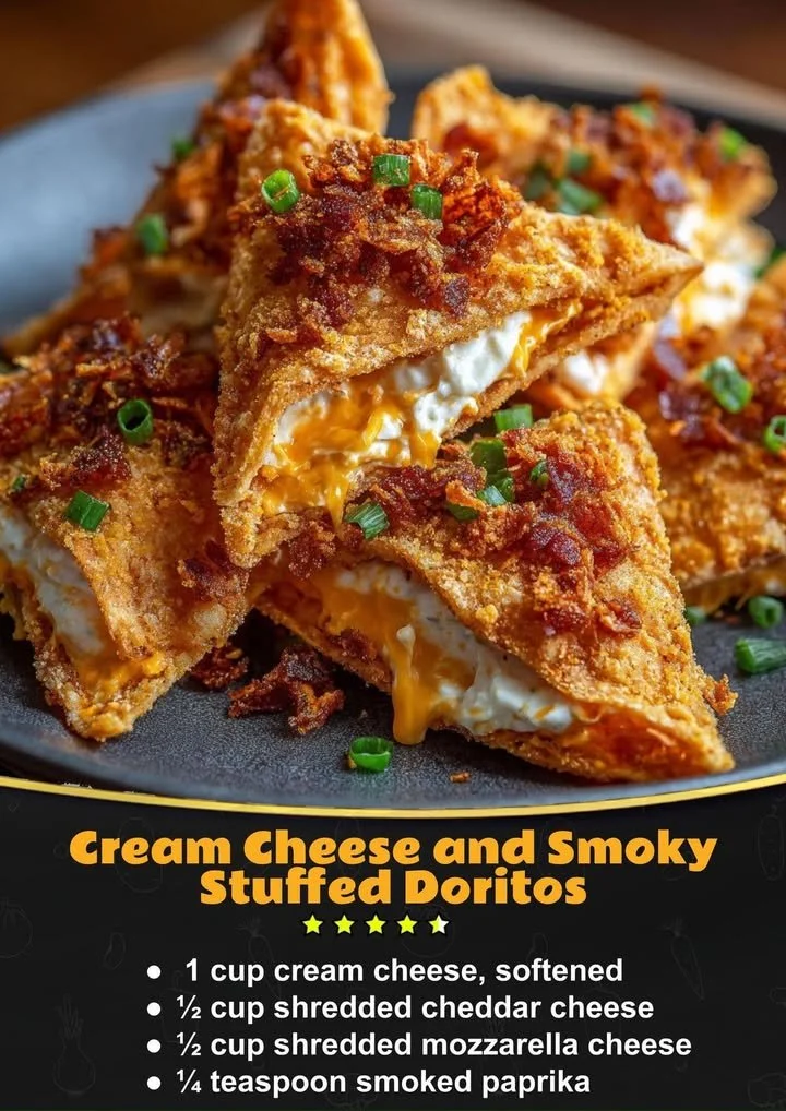 Cream Cheese and Smoky Stuffed Doritos stacked on a plate