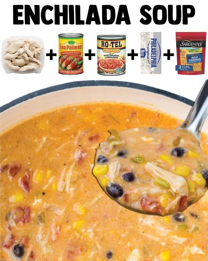 Bowl of creamy chicken enchilada soup topped with cheese and cilantro